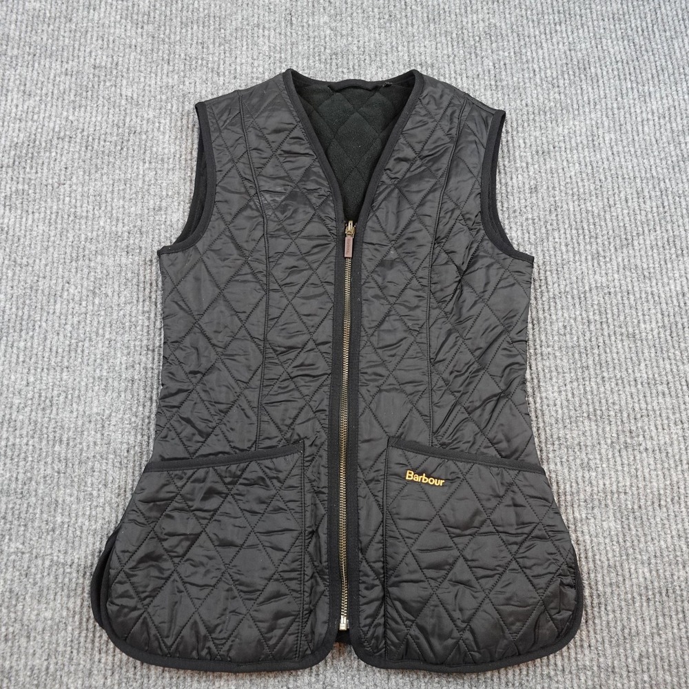 Barbour Fleece Betty Liner Vest Womens 2 Black Quilted Full Zip Pockets